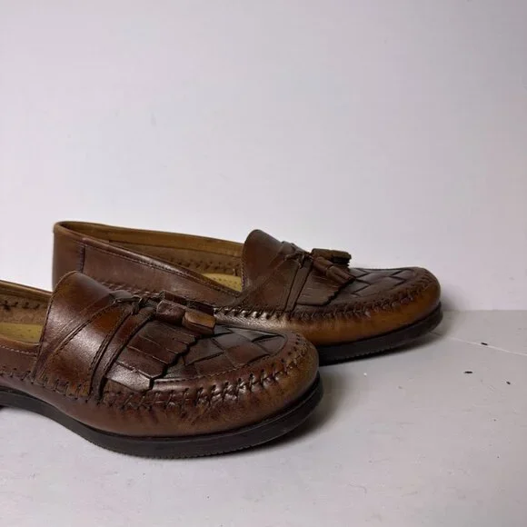 Giorgio Brutini Brown Tassel Leather loafers Shoes Men 10.5 Slip Ons Prep Casual - Picture 4 of 13